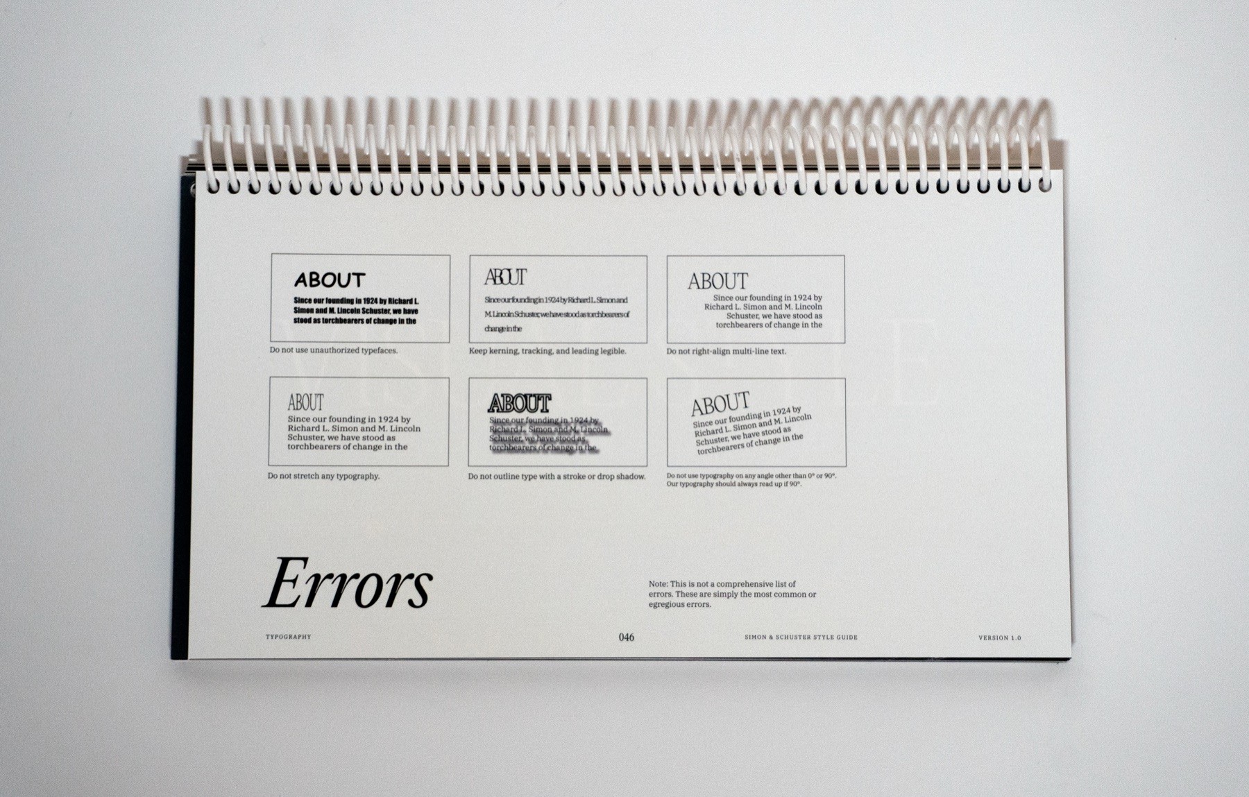 Simon & Schuster brand guidelines spread 45