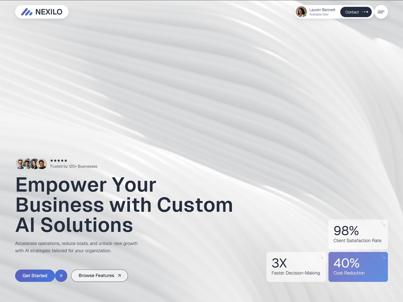 Nexilo — 黑白极简现代 AI 产品官网设计灵感