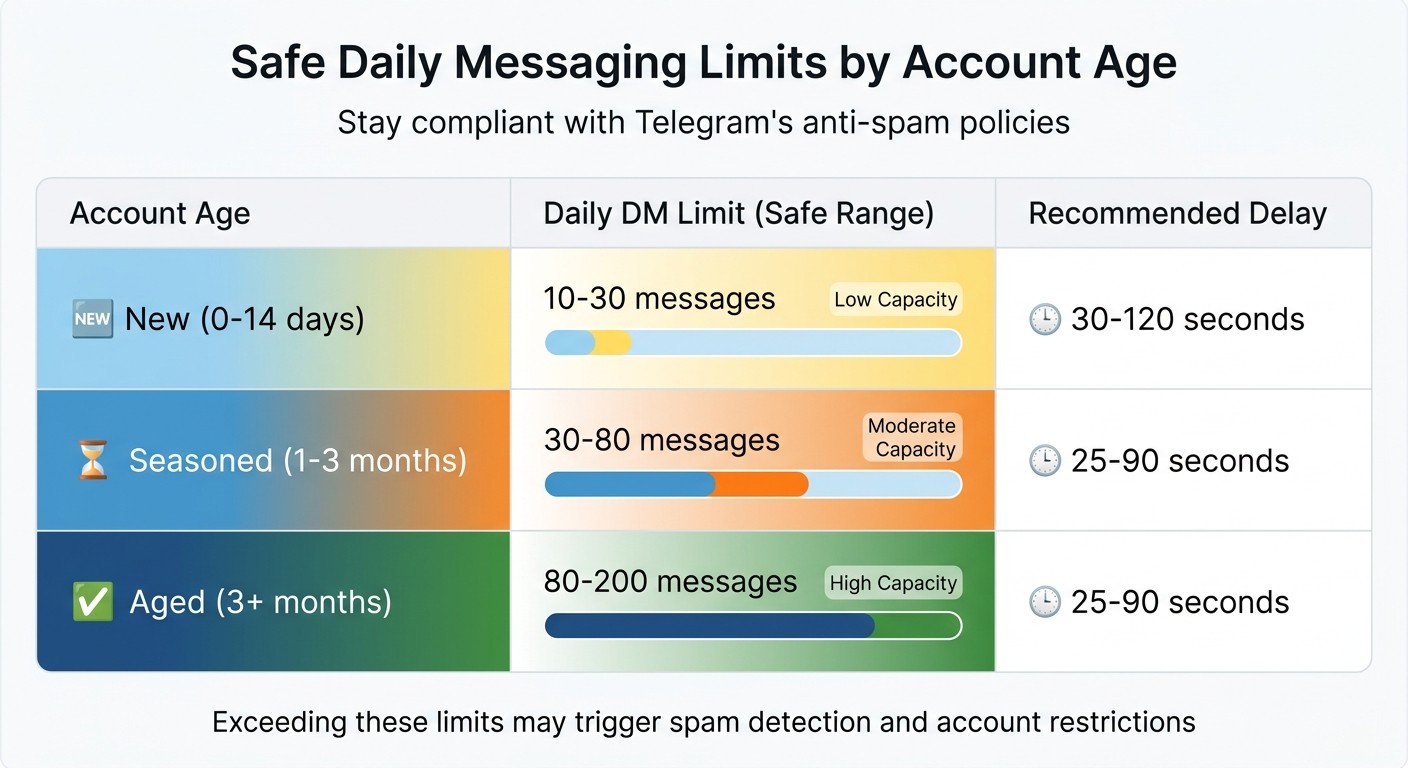 Telegram Account Age vs Daily Message Limits and Recommended Delays