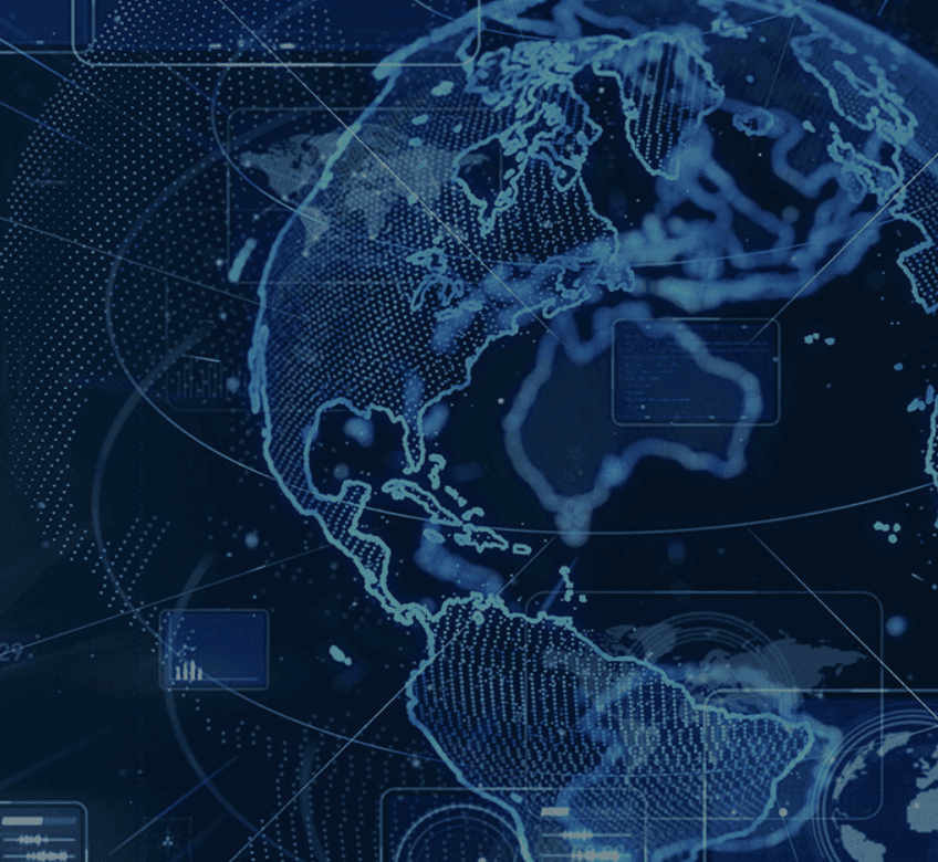 a blue background with lines and dots