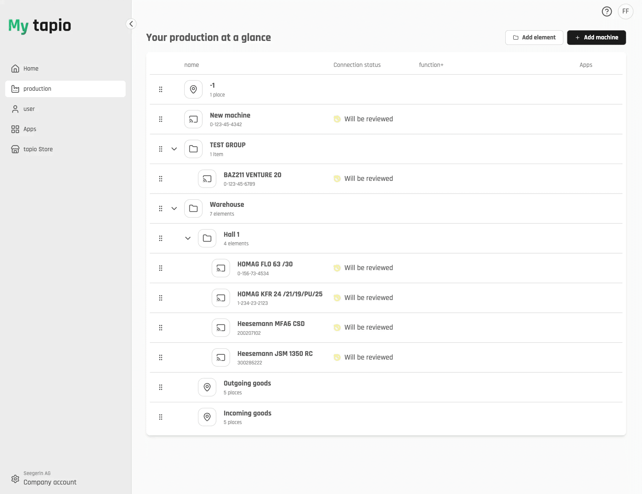 Der Homebereich in My tapio mit SSO Links zu Apps