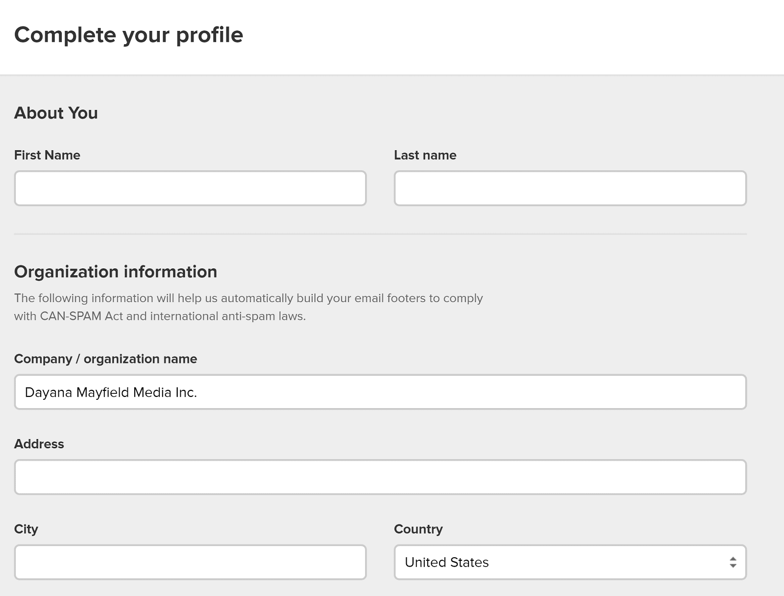 email onboarding form example