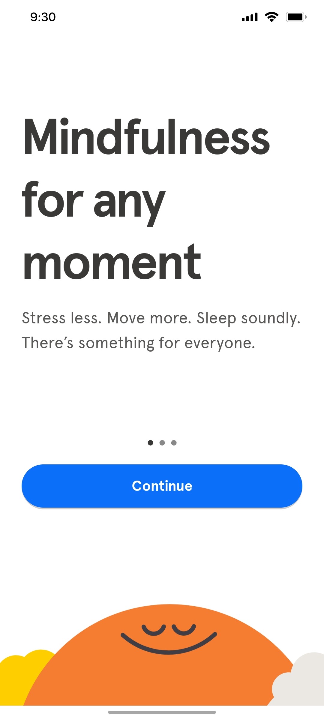 Headspace Walkthrough screen 1 screen