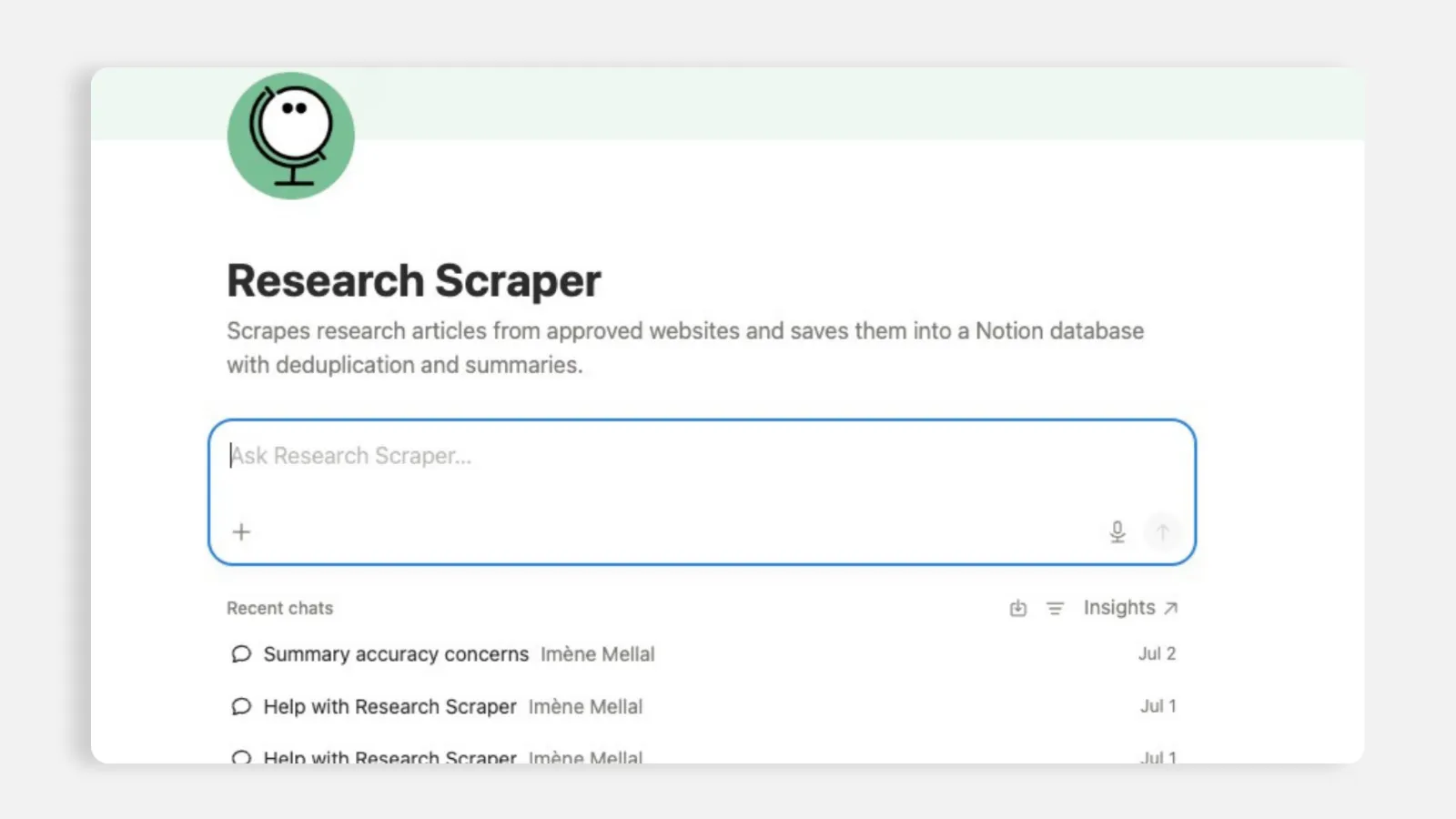notion custom agent for web scrapping