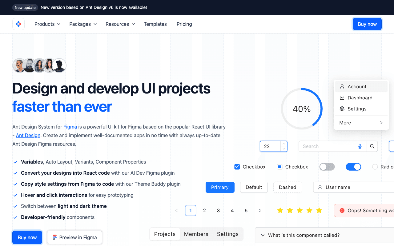 Ant Design System екранна снимка