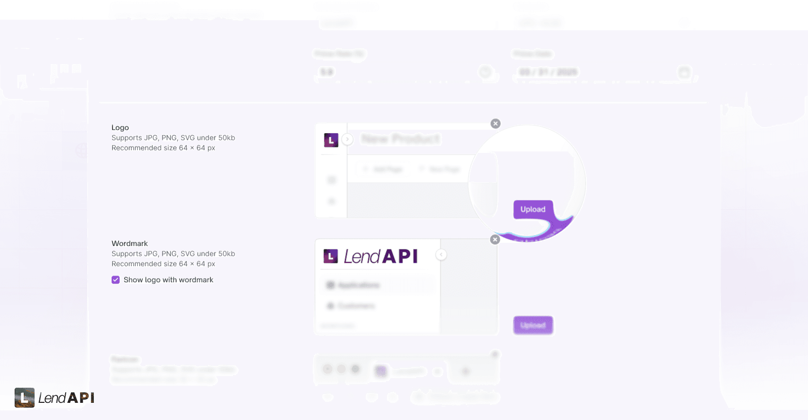 LendAPI v3.0.9 - Rules Studio - Settings Panel 2.0 - Corp Logo Settings