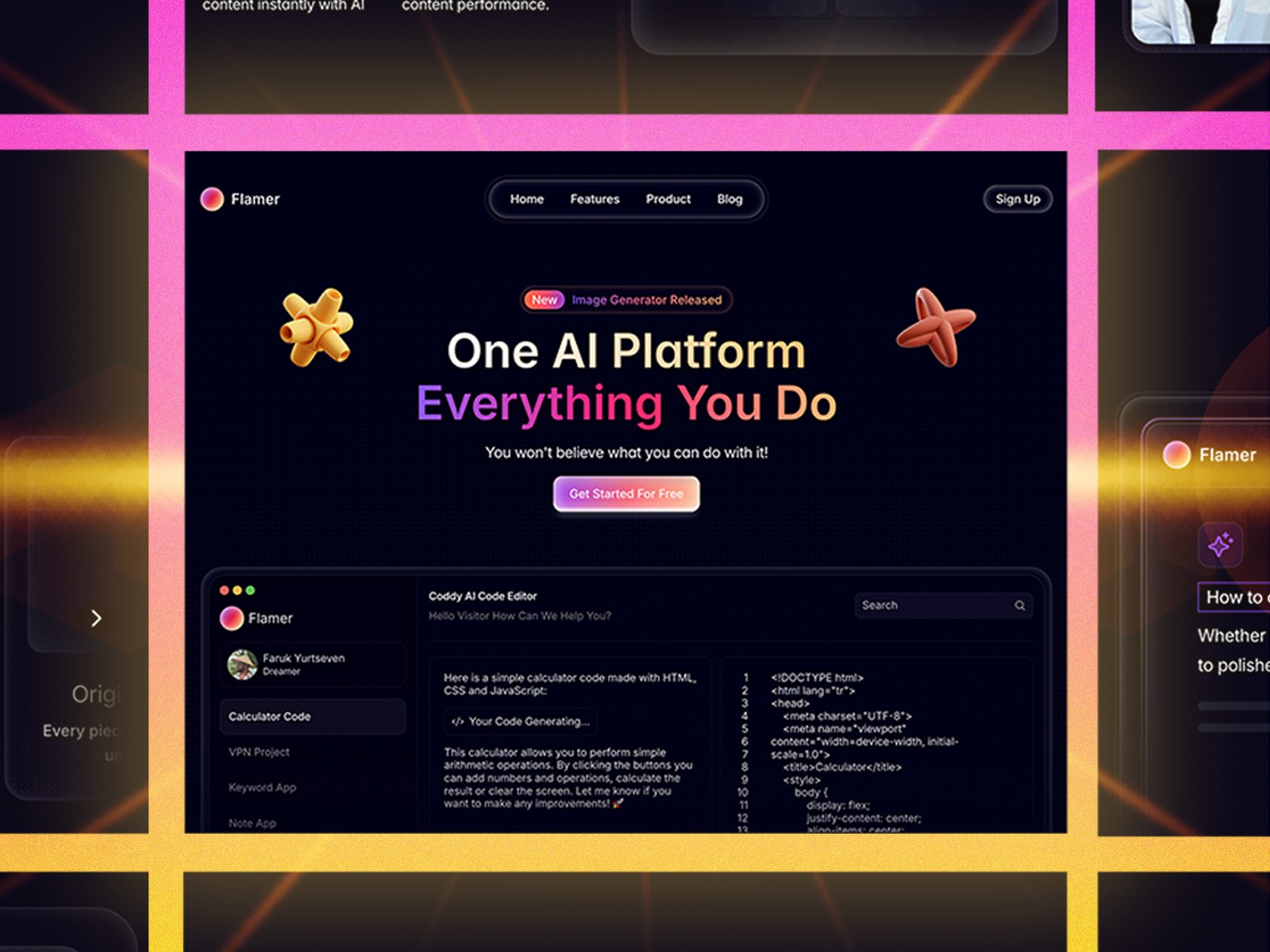 FlamerX — 专业动效 AI 产品官网设计灵感