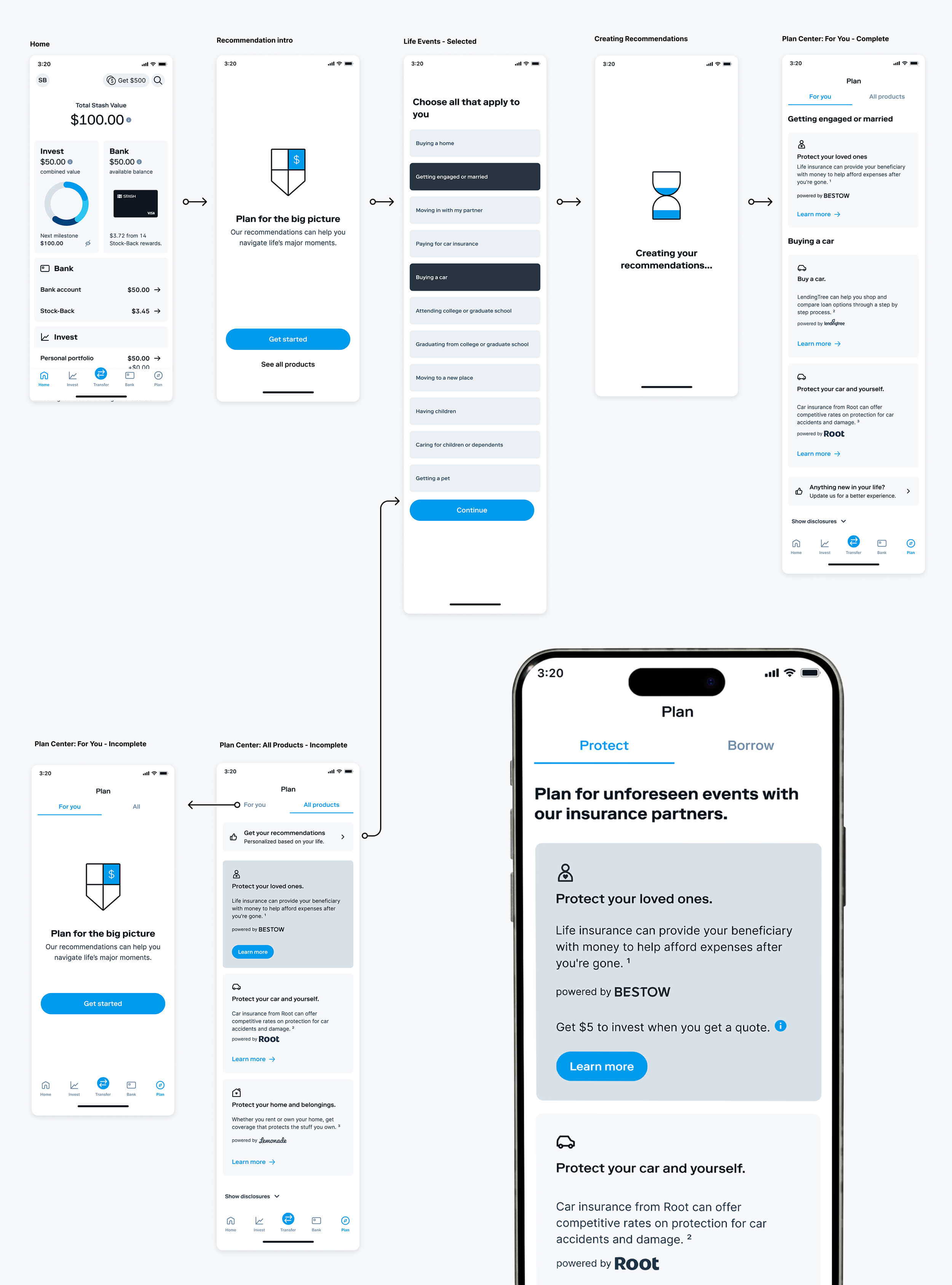 Stash | Plan Center | Mobile App - Final Designs