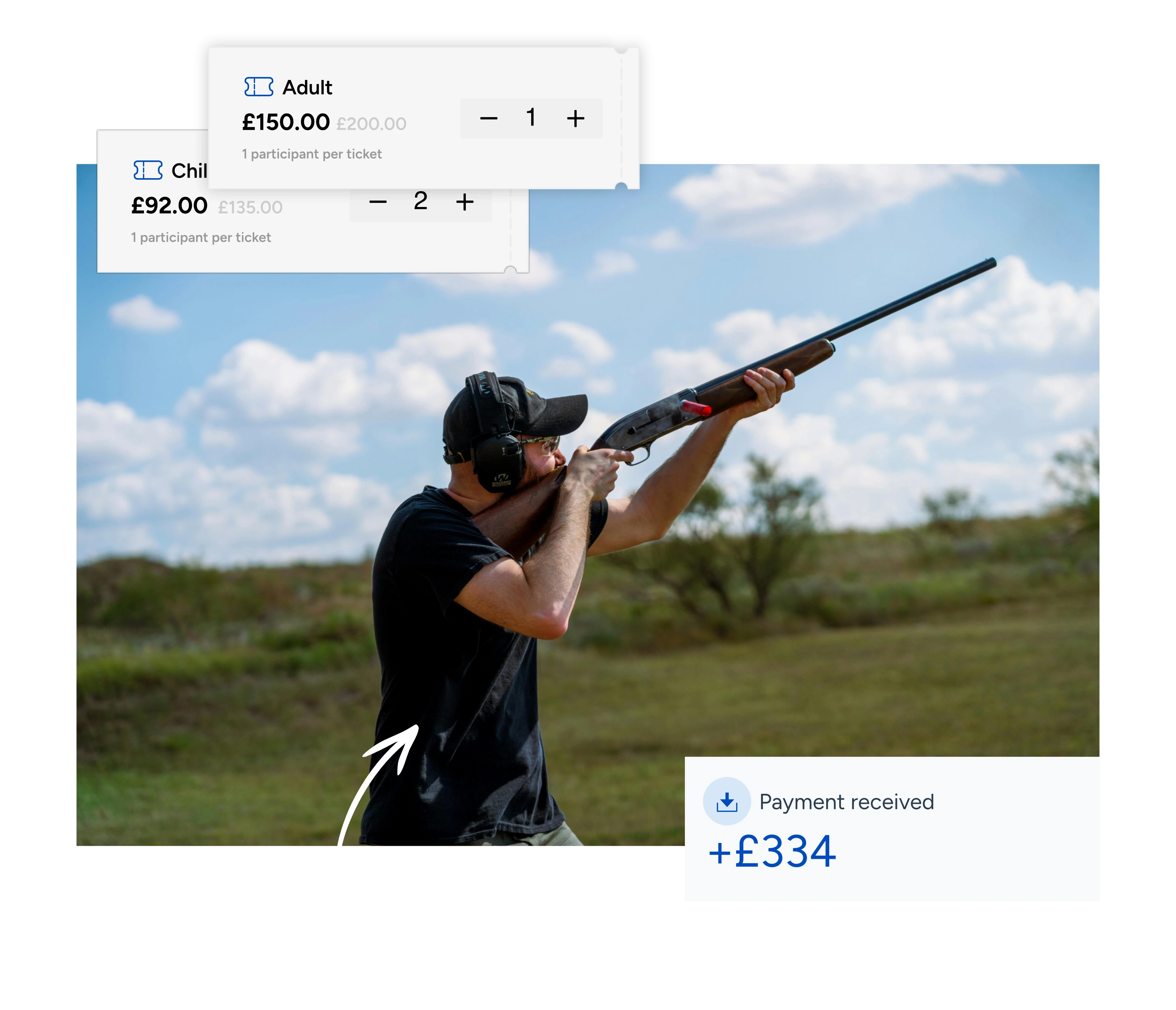 A man aiming a clay pigeon rifle at a target