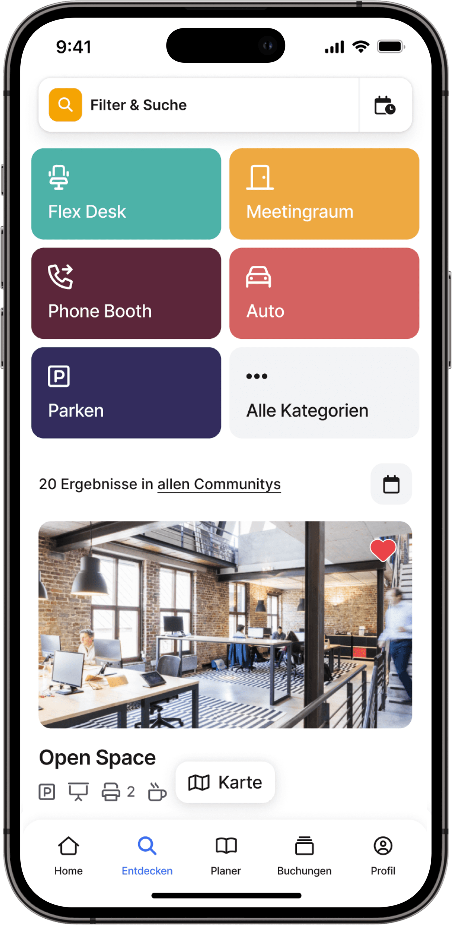 Raumbuchung über App