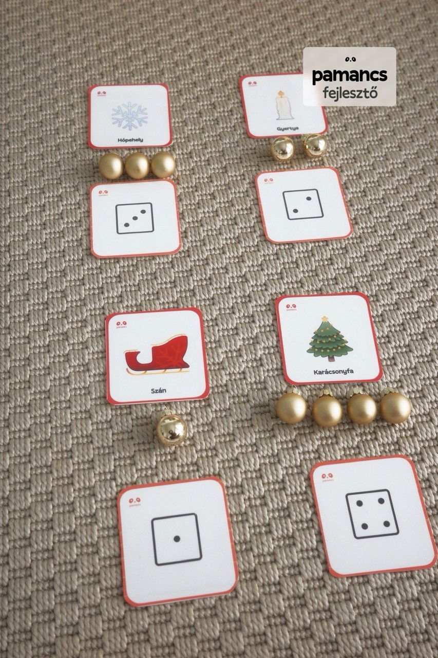 Karácsonyi szókincskártyák óvodásoknak, nyomtatható PDF játék