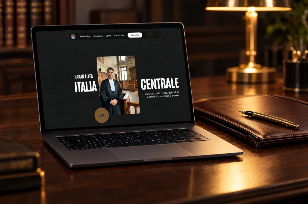Dizüstü bilgisayarda Hakan Eller hukuk bürosu web sitesi