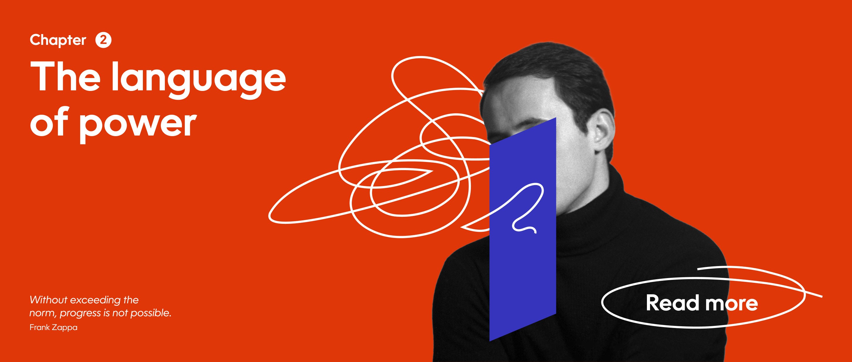 Ettor & Niess website hero designed by SLOWRAT — chapter 2 "The Language of Power" with editorial typography and collage portrait