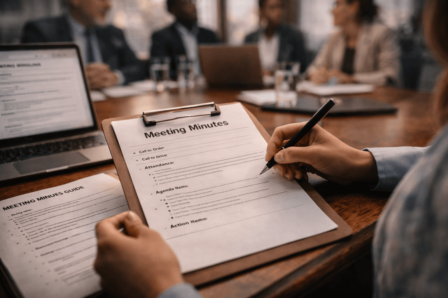 woman-writing-meeting-minutes