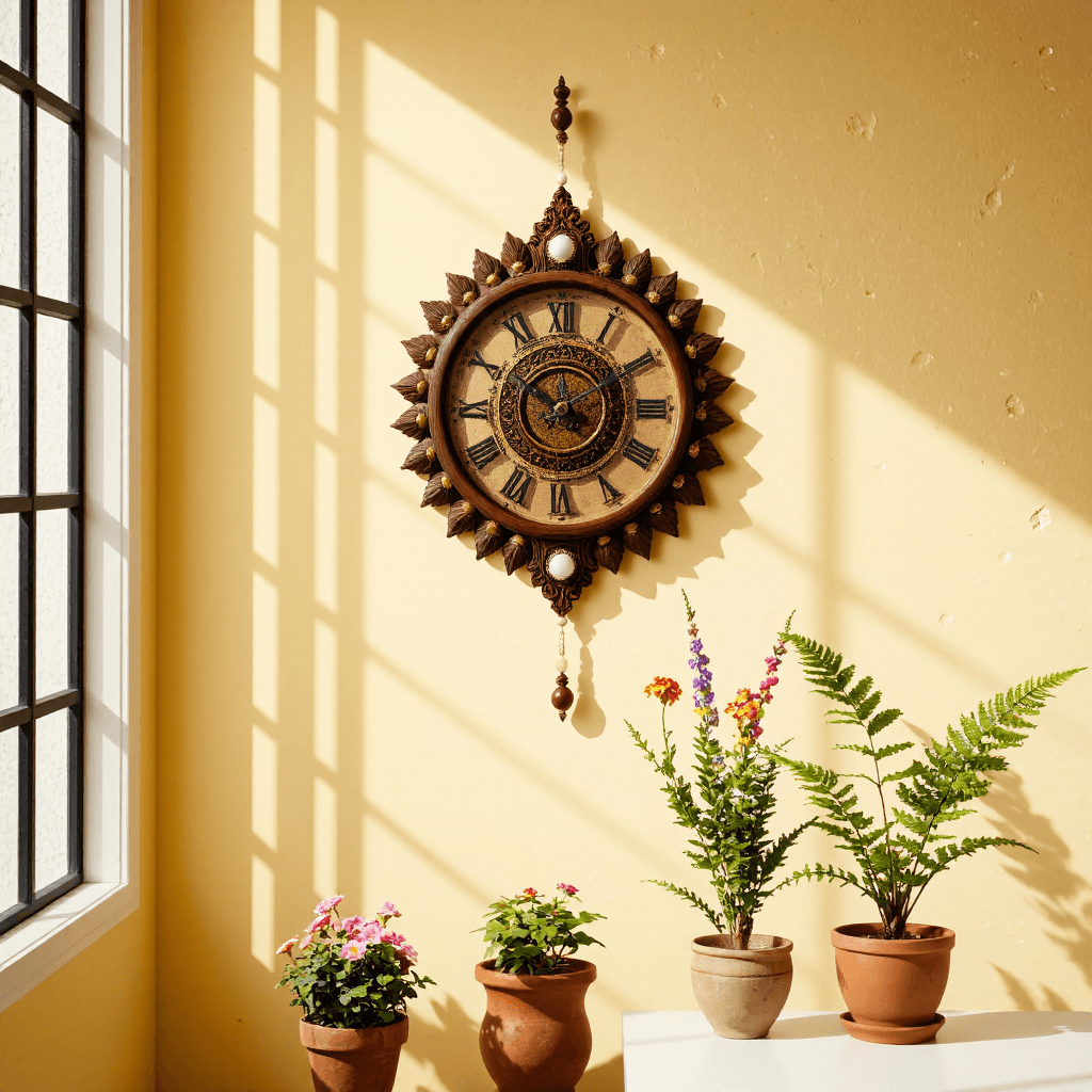 product photography of decorative wall clock with intricate design