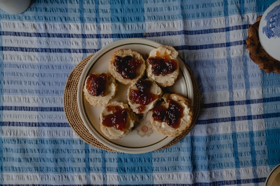 Scones with jam on a plate