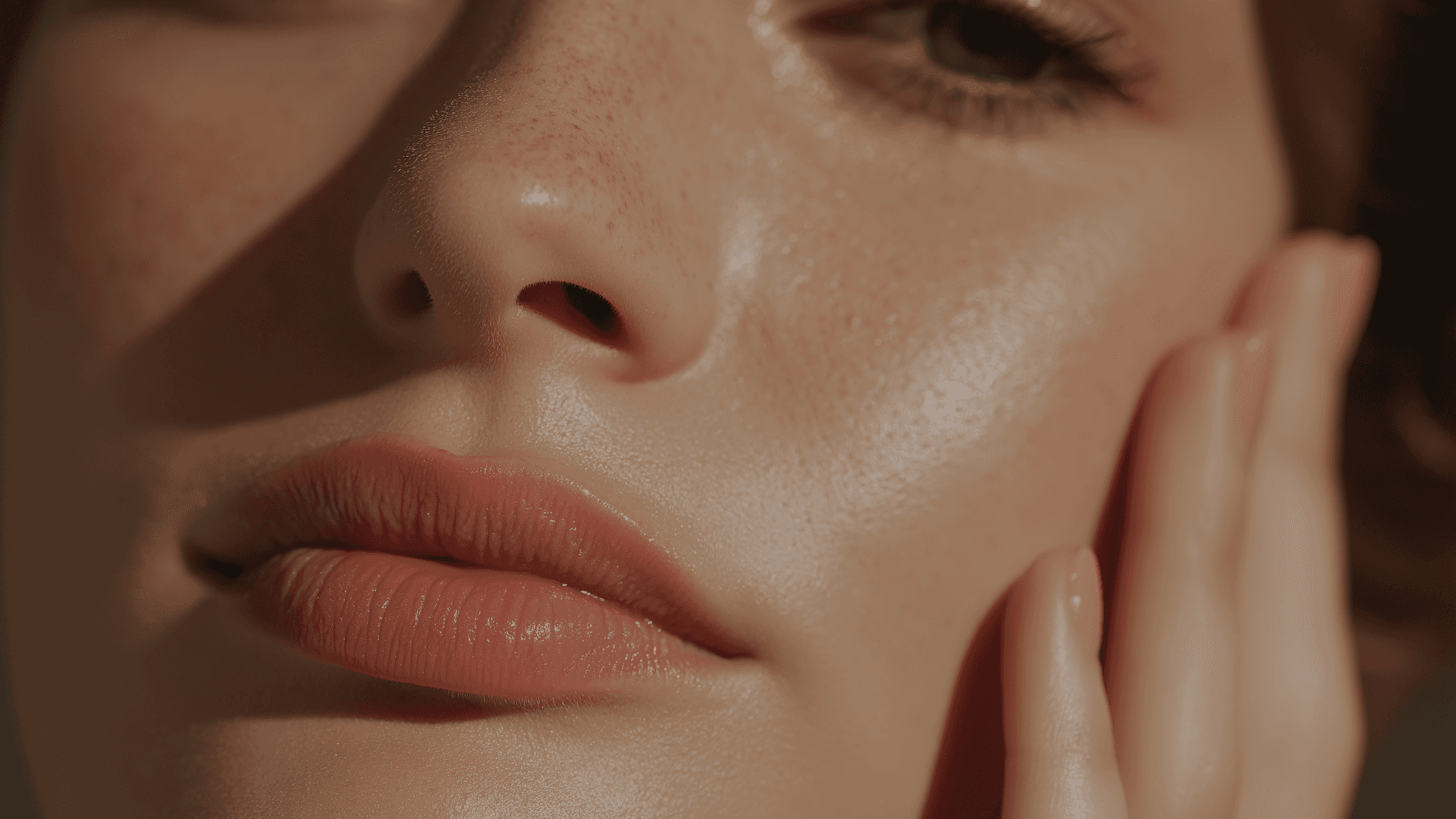 womens face with glossy lips