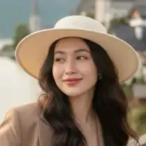 smiling woman wearing white and black pinstriped collared top