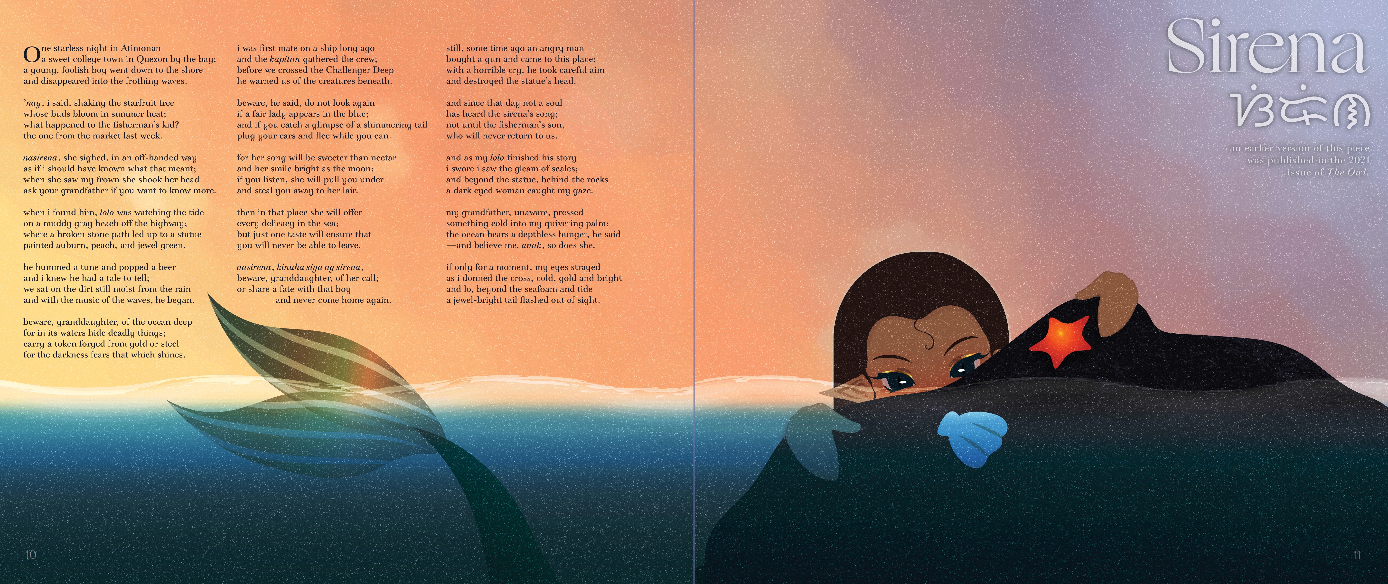 mermaid behind a rock