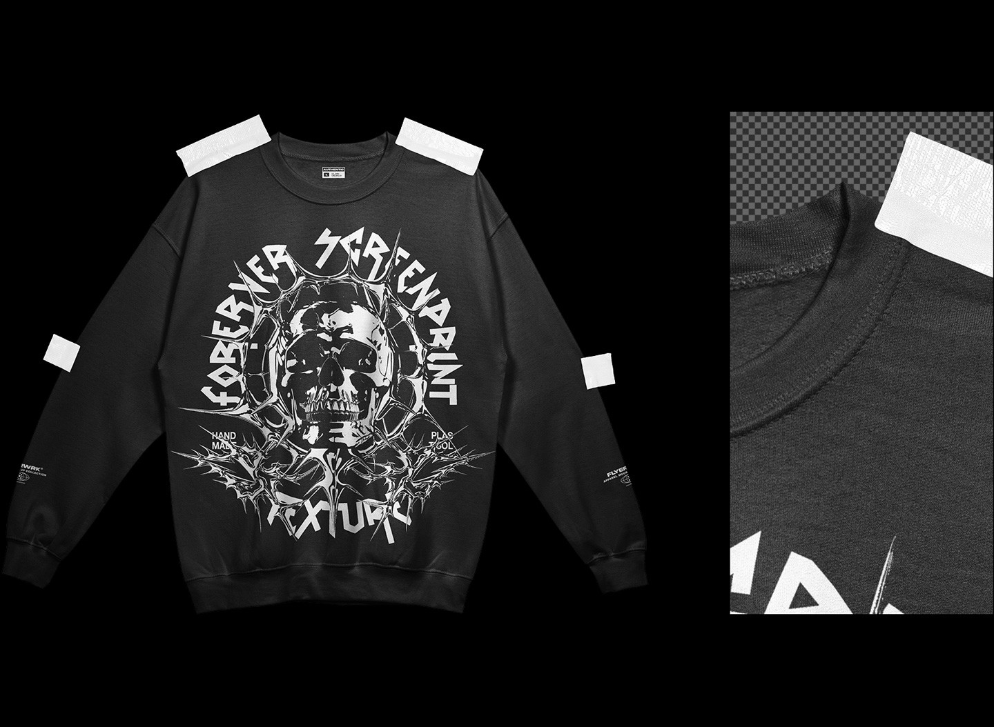 Gildan 18000 Crewneck Taped mockup fabric detail close up high resolution