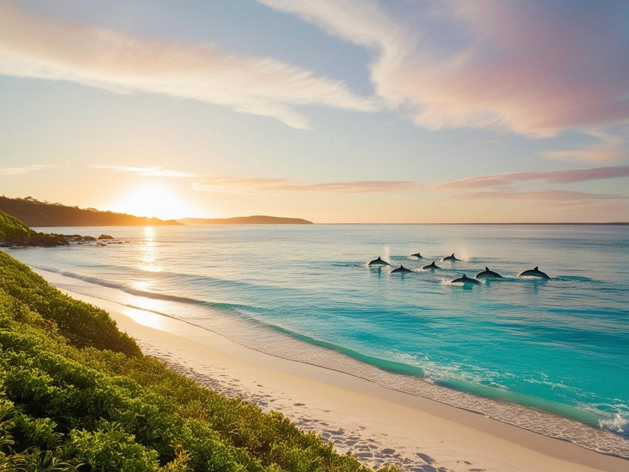 Breathtaking sunrise over Coffs Harbour's coastline, symbolizing a clean and protected marine ecosystem.