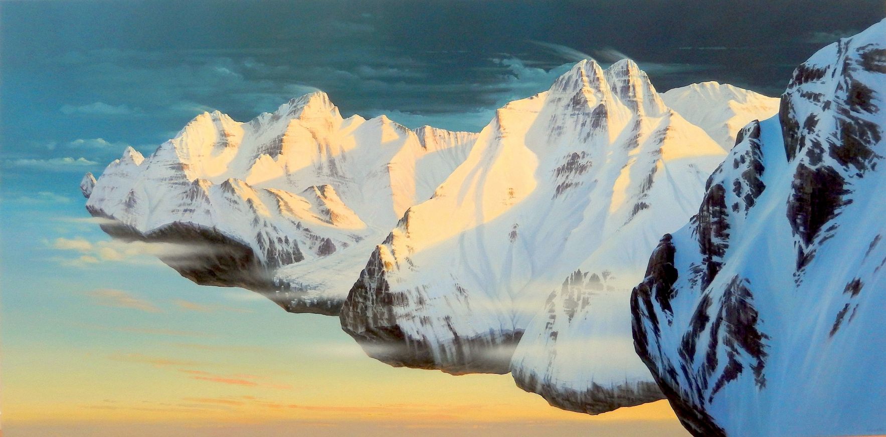 Abstract streaks of orange and blue light