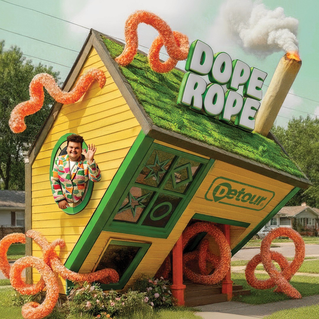 Exterior view of building with gummies extending outward