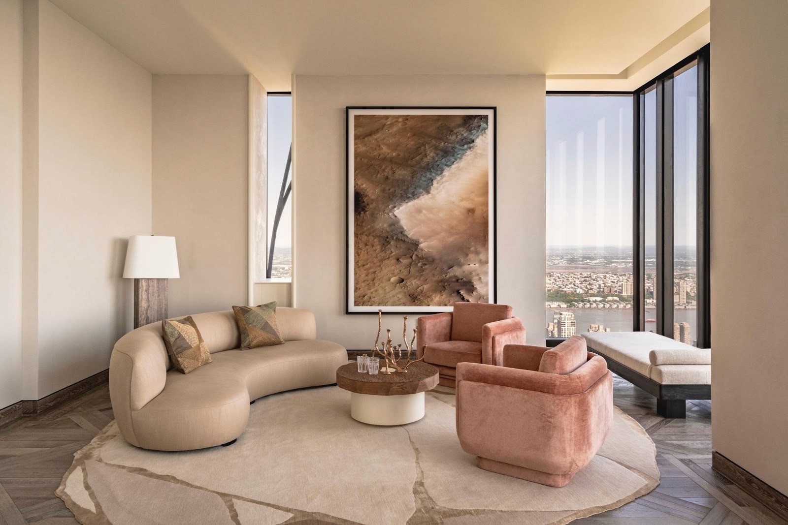 A living room with a large painting on the wall
AI-generated content may be incorrect.