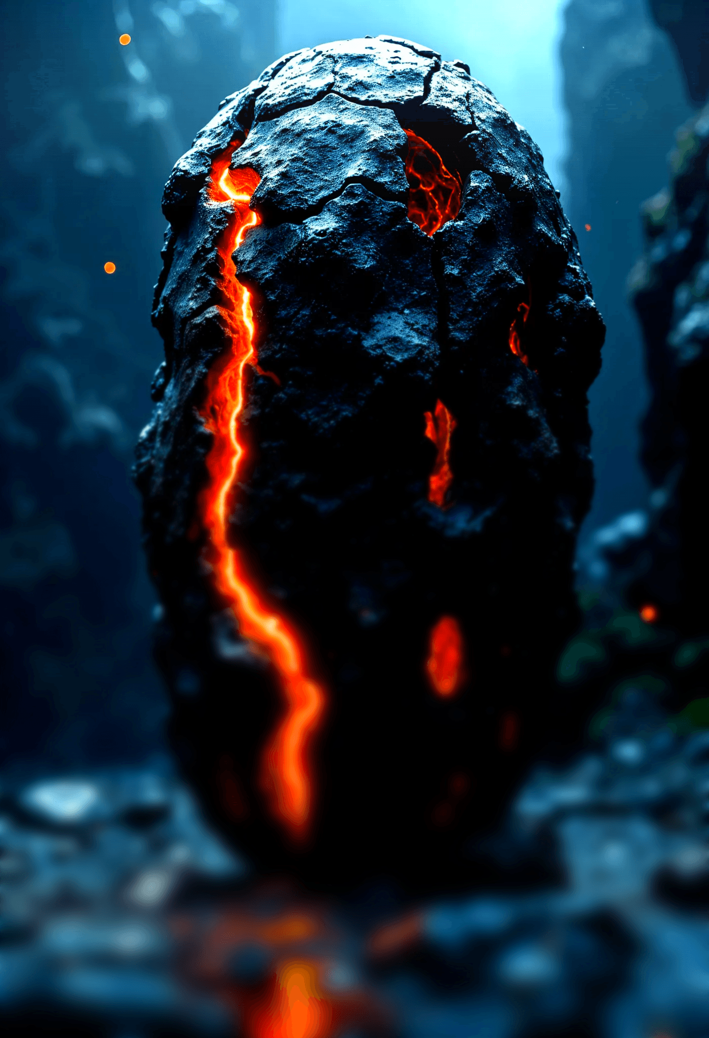 "A dark, cosmic background featuring a large, teal-colored planet. Centered above the planet is a rectangular image depicting a shadowy ninja-like figure in a dark forest, holding a glowing orange sword. Below this image, the text 'Hack. Melt. Own.' is displayed in a red gradient, followed by a paragraph describing services that weaponize AI to exploit platform vulnerabilities and hijack attention for market leadership."