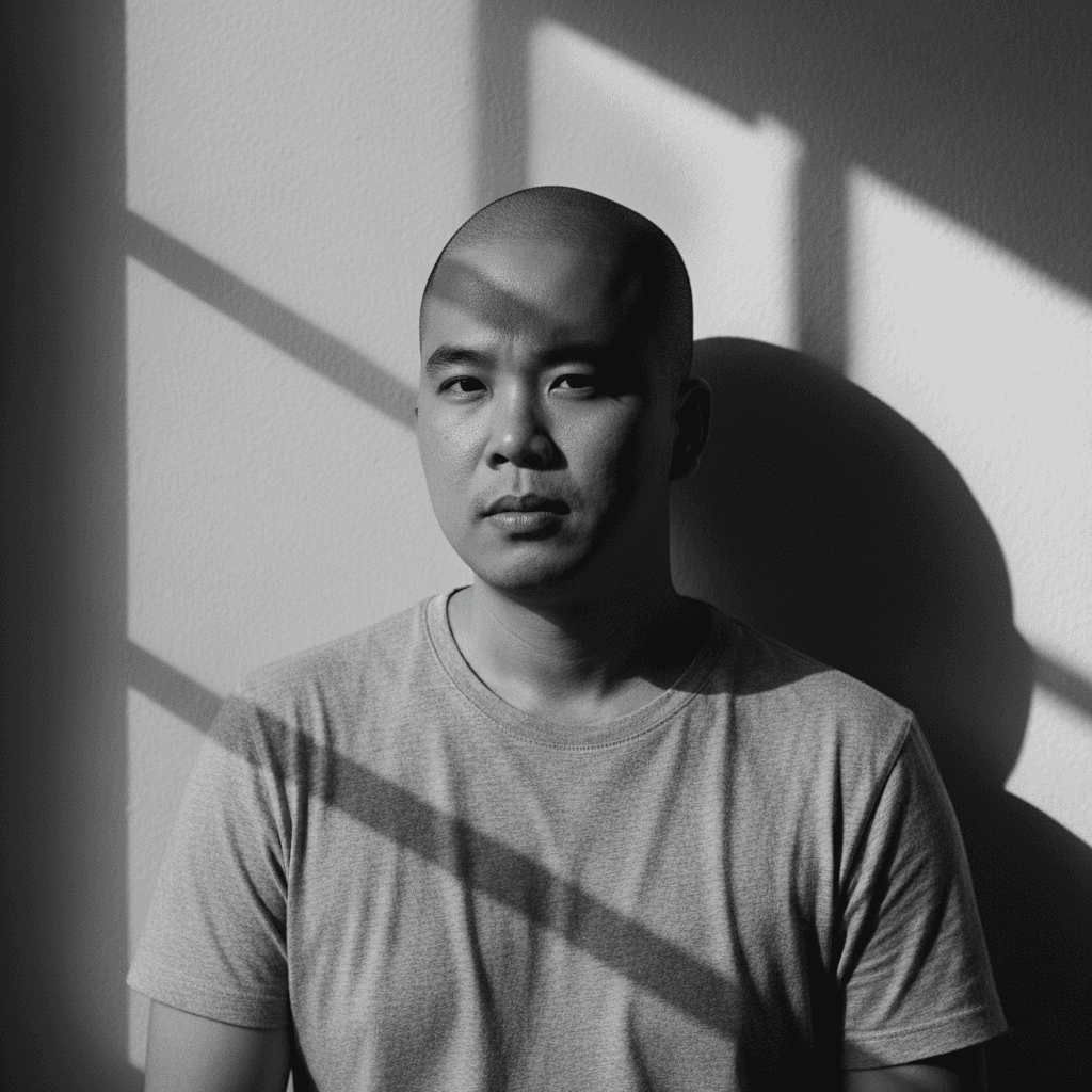 womans face in dark room