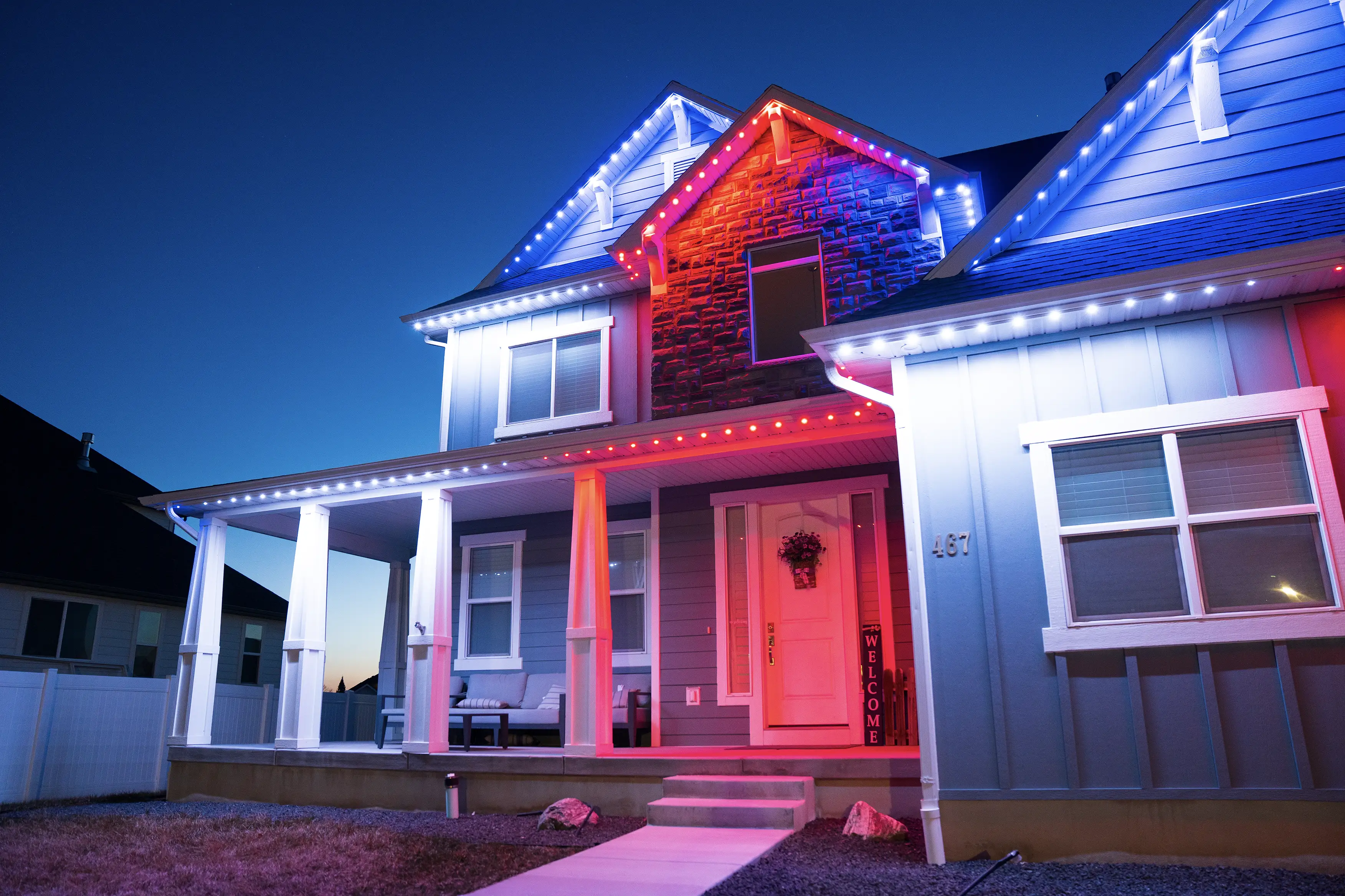 Dramatic architectural permanent LED lighting