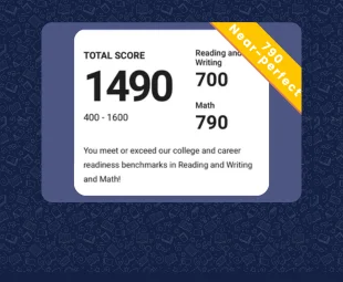 1490 SAT score with near-perfect 790 section score