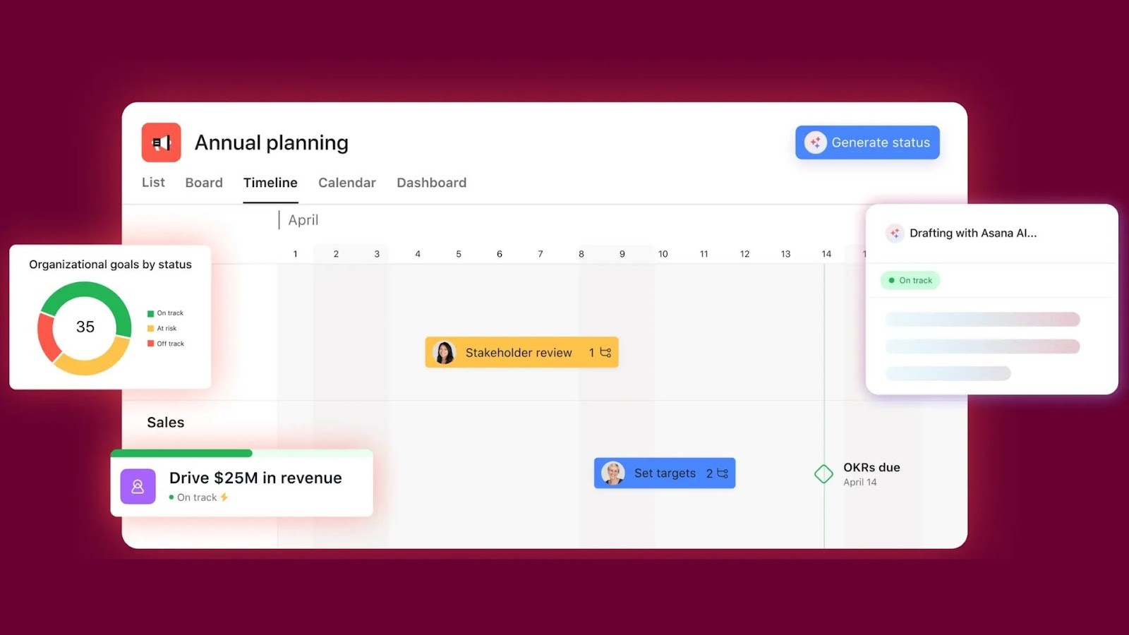 Asana's annual planning tool for team collaboration