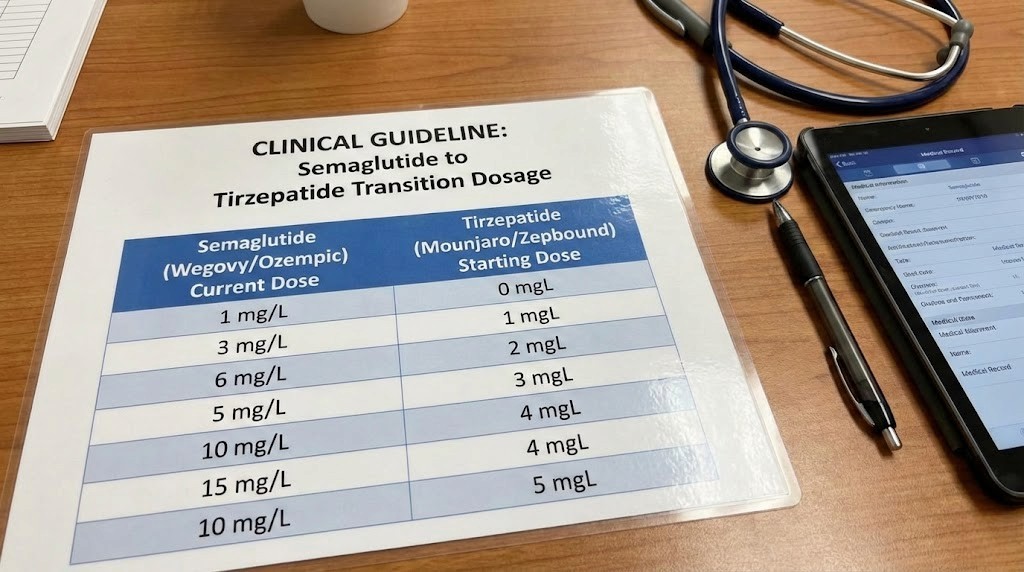 Switching from semaglutide to tirzepatide dosage chart
