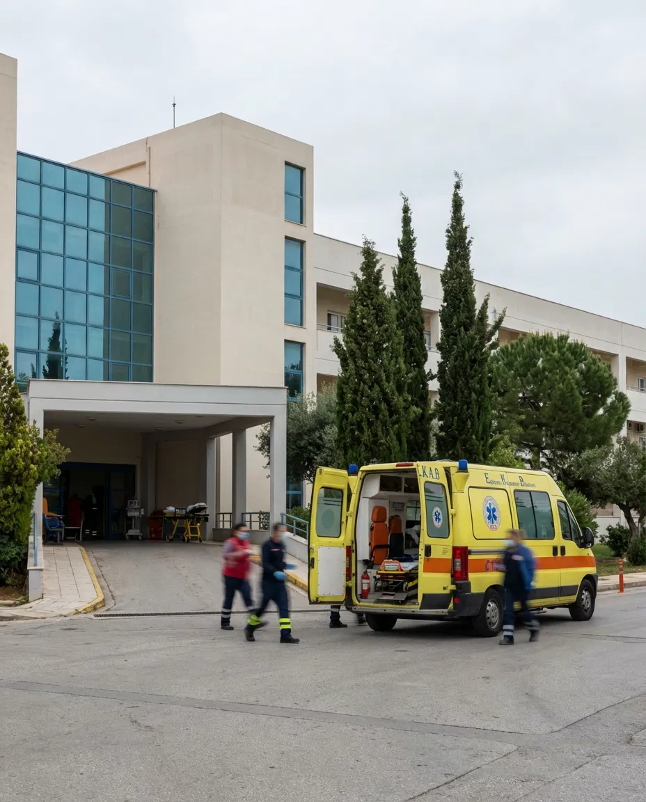 Emergency services responding to a critical incident in Greece