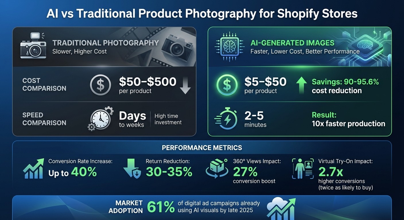 AI vs Traditional Product Photography: Cost, Speed & Performance Comparison for Shopify Stores
