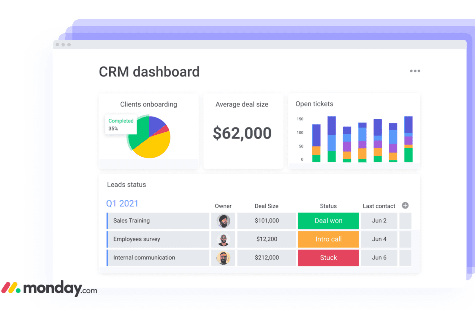 Interface of Monday.com