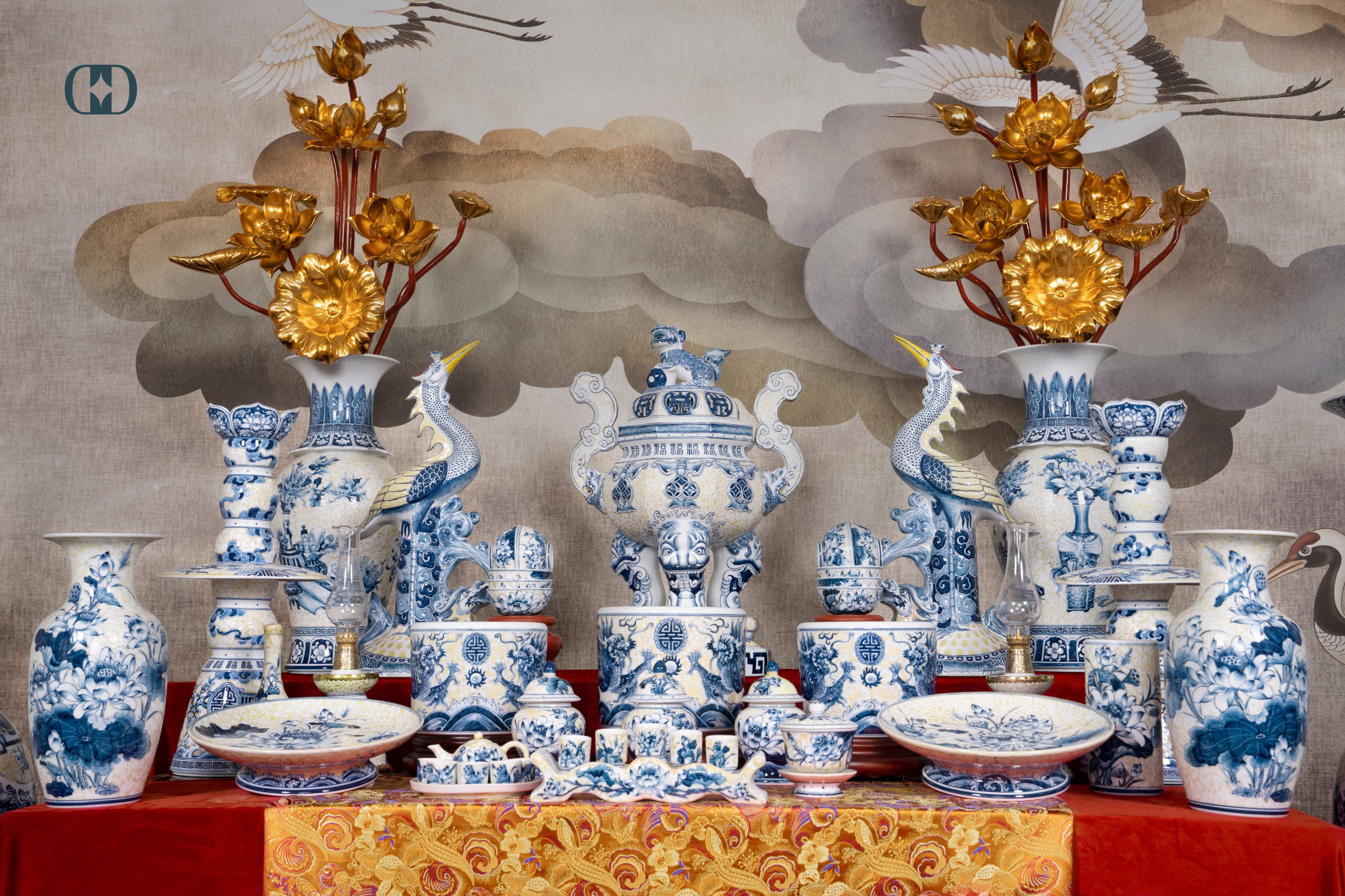 Bộ Đỉnh Hạc Gốm Sứ