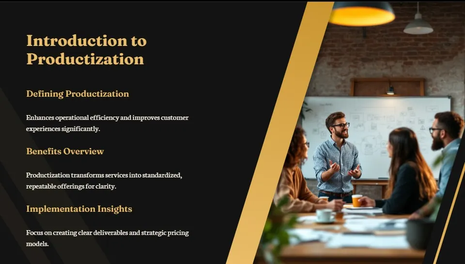 This visual illustrates the inroduction to productization..