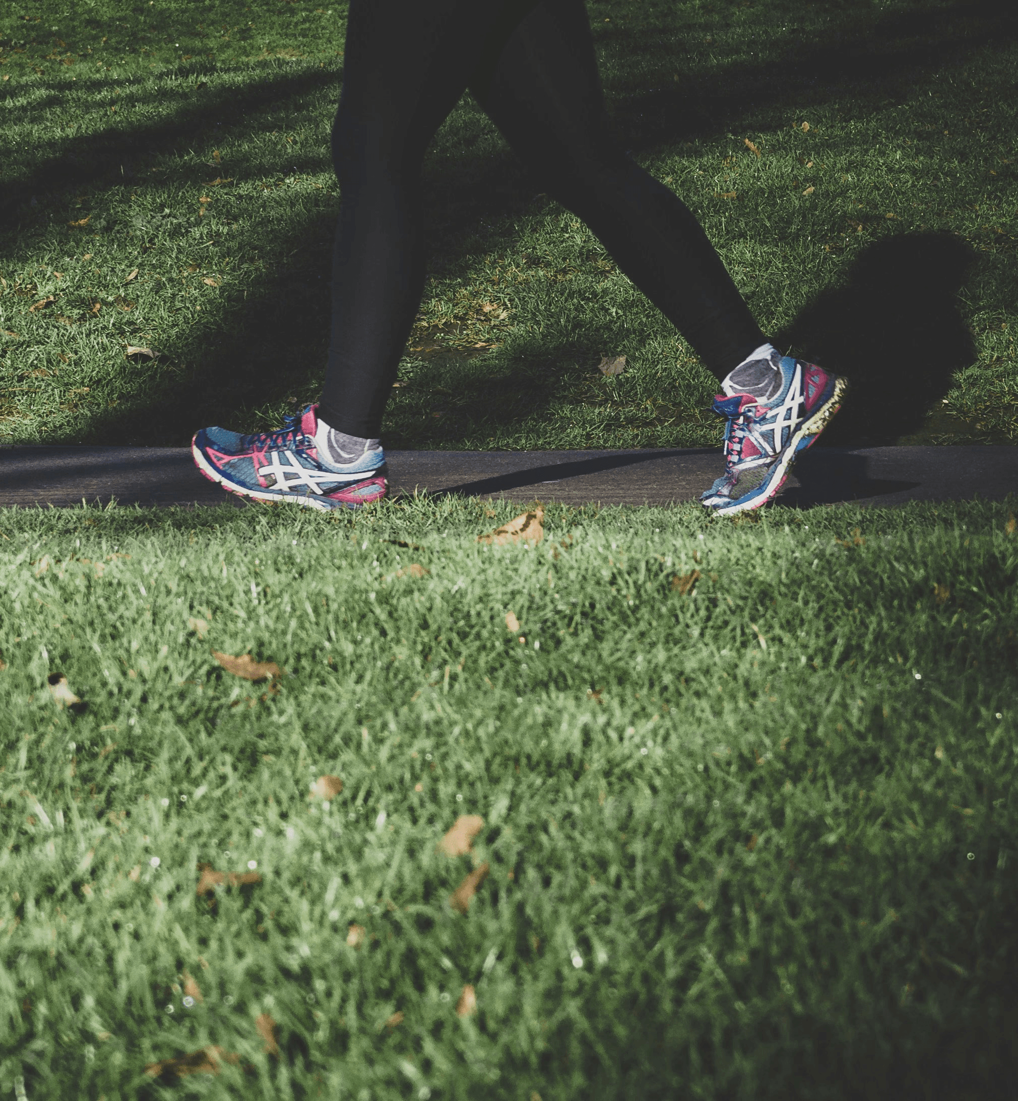 shallow focus photography of person walking on road between grass