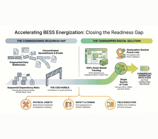 From Mechanical Completion to Energization: How TaskMapper Streamlines BESS Commissioning