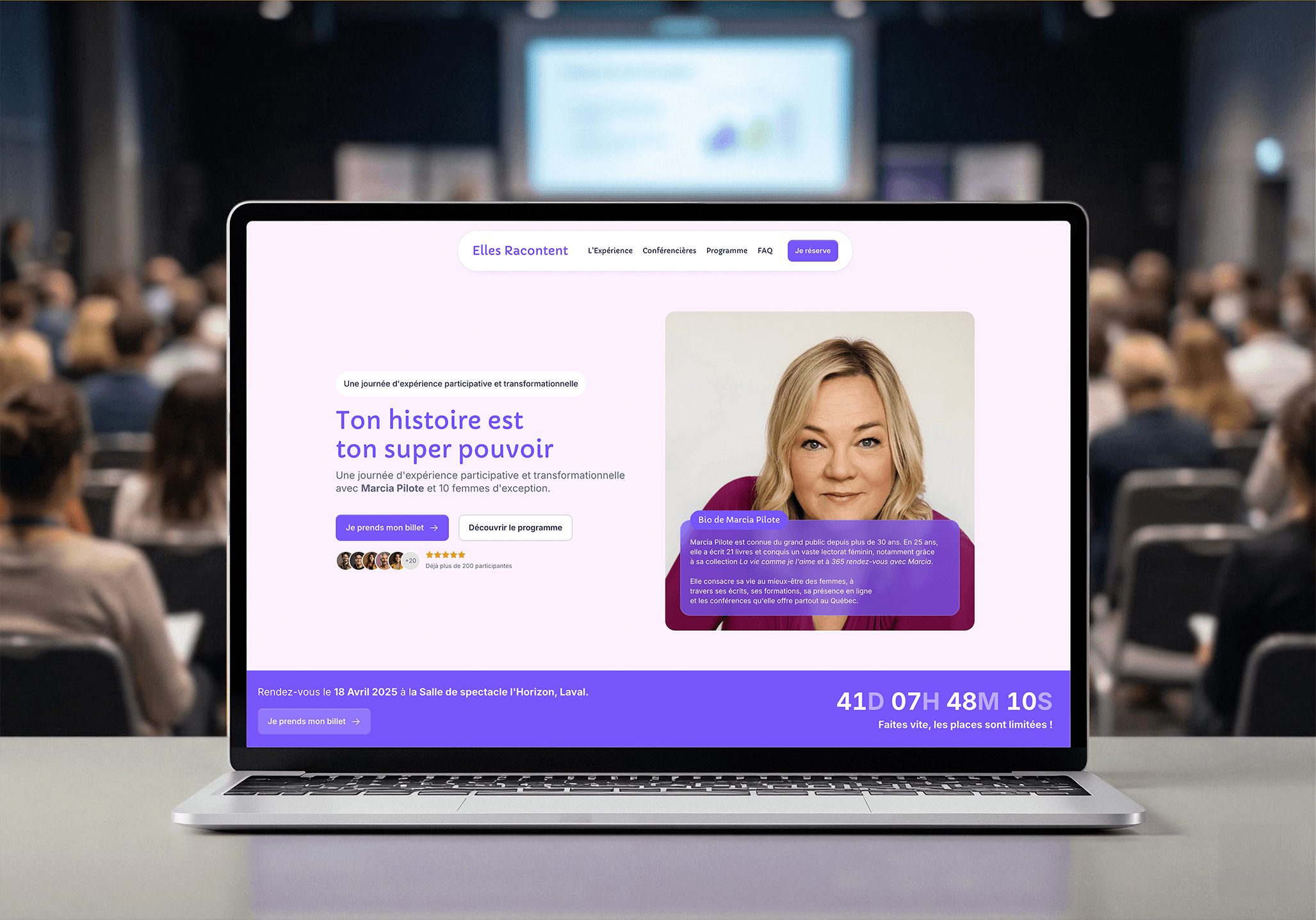 Le site internet de l'événement Elles Racontent réalisé par Novaa.studio.