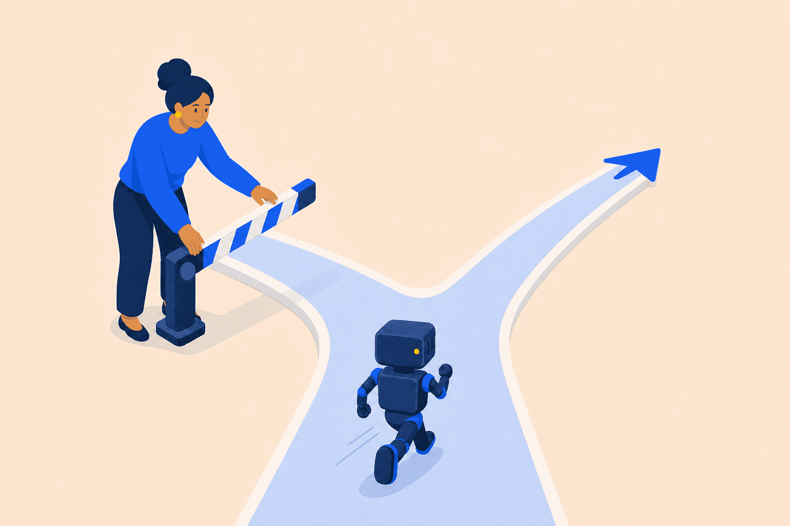 Robot running on clearly defined track with constraints.