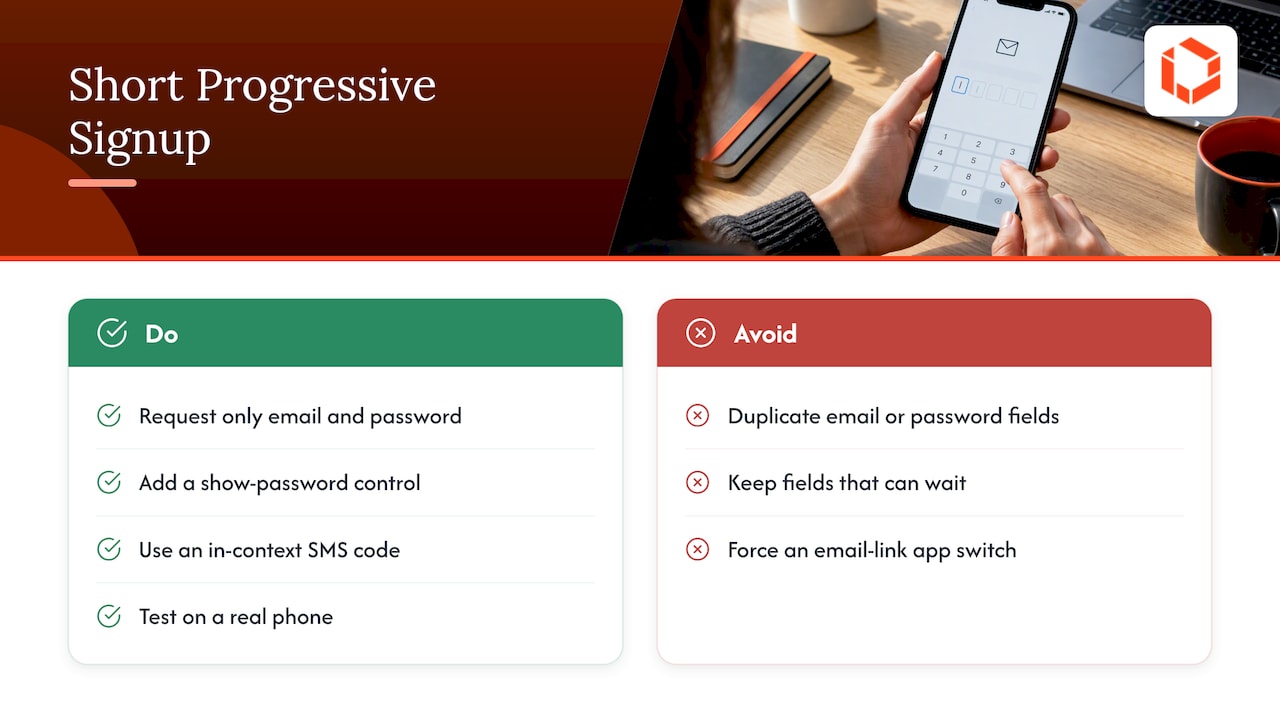 Pattern 2: Short progressive signup — overview diagram