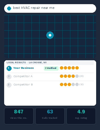 Local business ranking #1 in Google Maps local search results