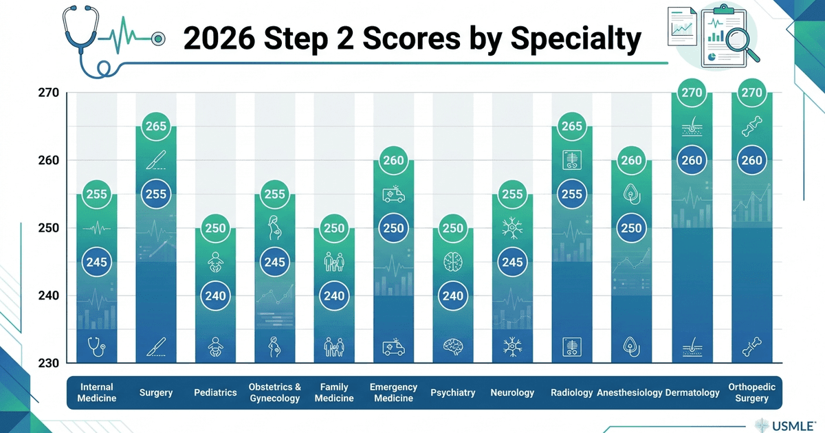 Cover: Step 2 Scores by Specialty: 2026 Match Benchmarks and How to Plan Your Target Score