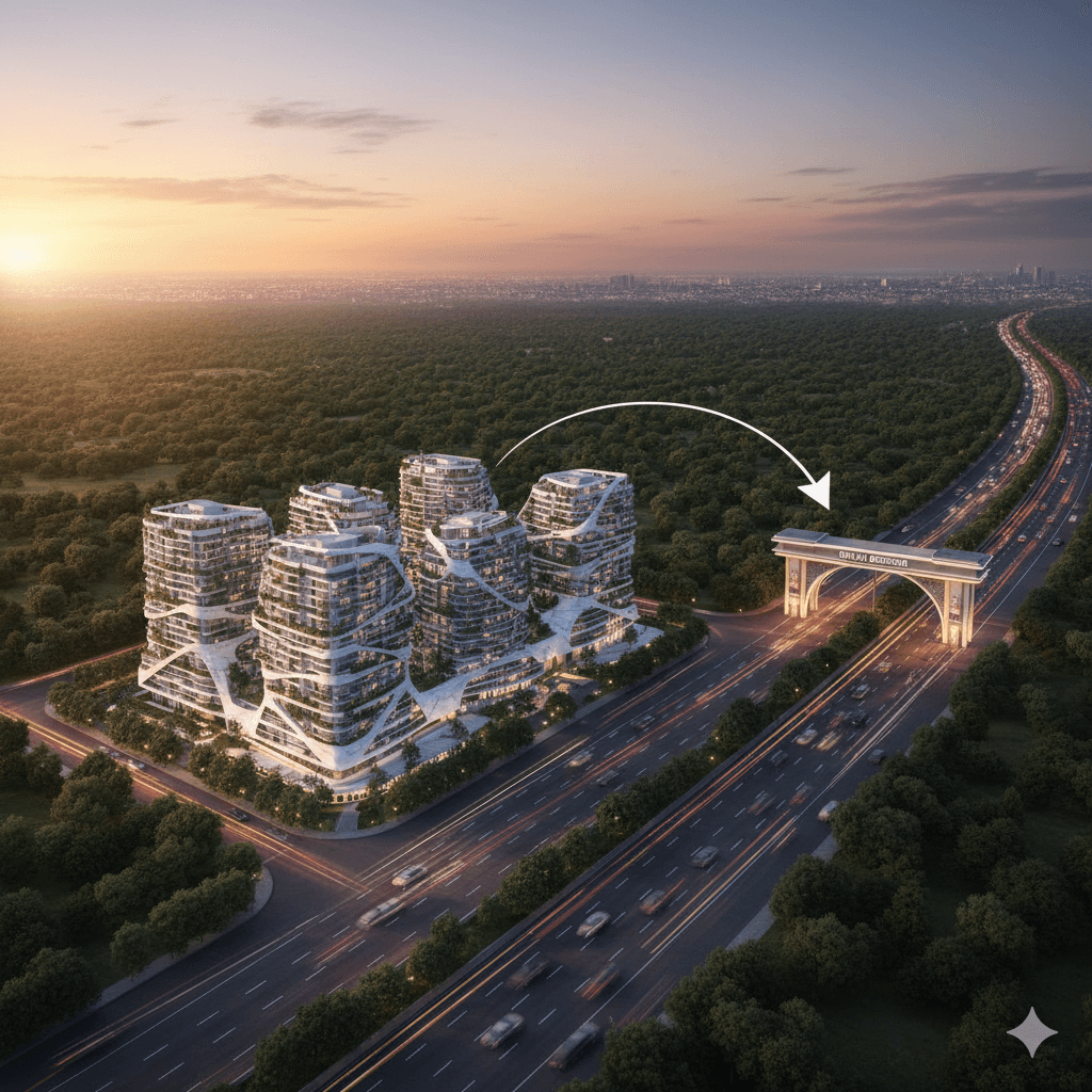 Quick access (5 minutes) to the Delhi Border from M3M Elie Saab luxury apartments in Gurgaon
