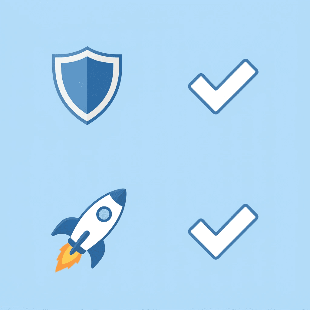 Four key features grid showing trusted brands, customer support, no minimums, and smooth experience