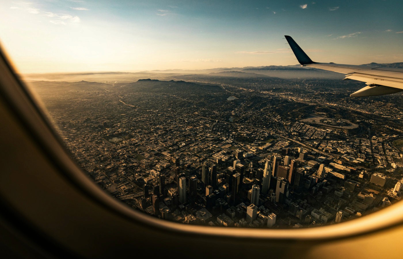 city view from an airplane