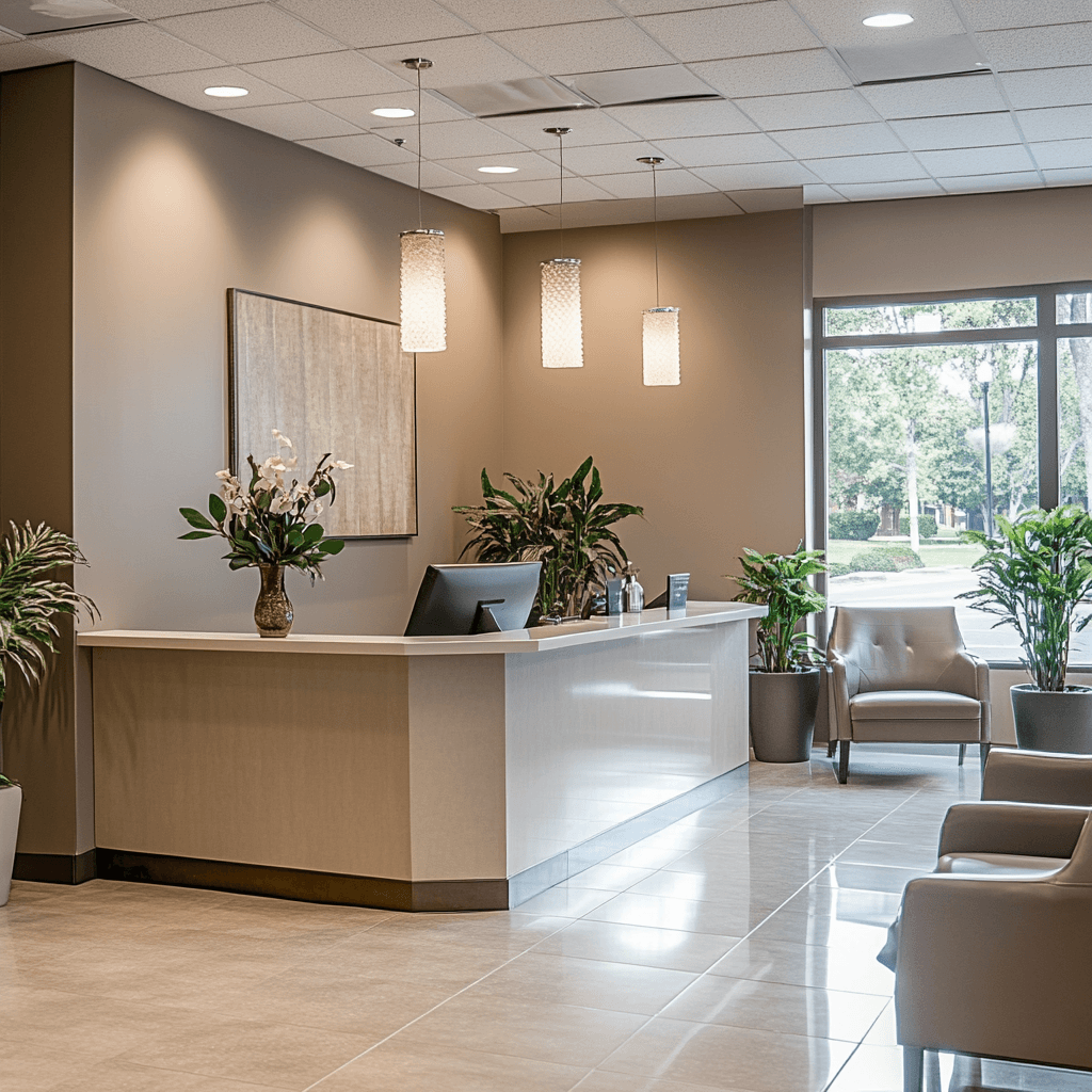 Waiting room for a dental office